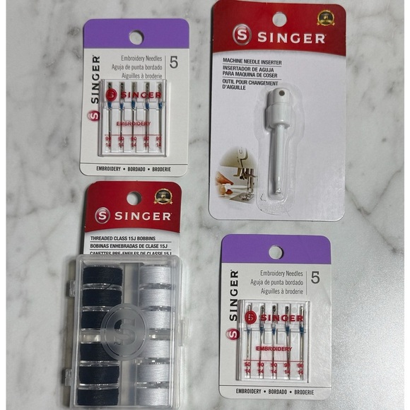Singer Other - Singer Sewing Machine Accessories Bundle – Embroidery Needles, Threaded Bobbins